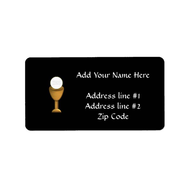 Golden Chalice and Host - Holy Communion Label (Front)