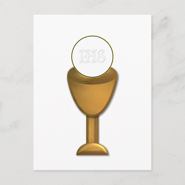 Golden Chalice and Host - Holy Communion Postcard (Front)