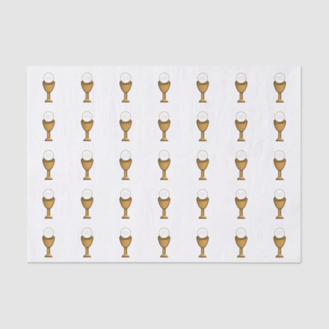 Golden Chalice and Host - Holy Communion Tissue Paper (Front)