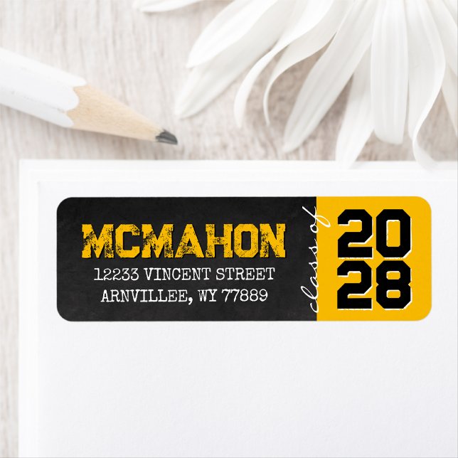 Golden Chalkboard Graduation Return Address (Matching Envelopes, Return Address Labels & Envelope Seals)