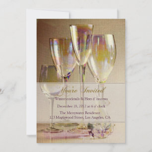 Golden Champagne holiday party invitation