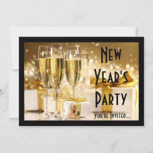 Golden Champagne New Year's Eve Invitation