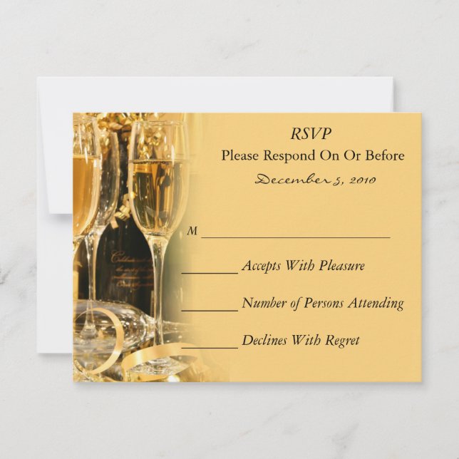 Golden Champagne RSVP Card (Front)
