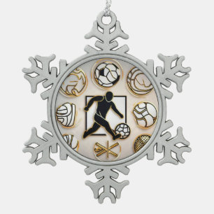 "Golden Champions" Snowflake Pewter Christmas Ornament