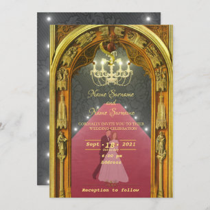 Golden chandelier invitation