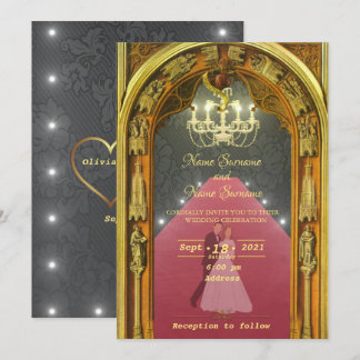 Golden chandelier invitation