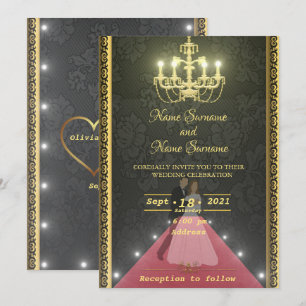 Golden chandelier invitation