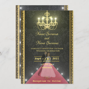 Golden chandelier invitation