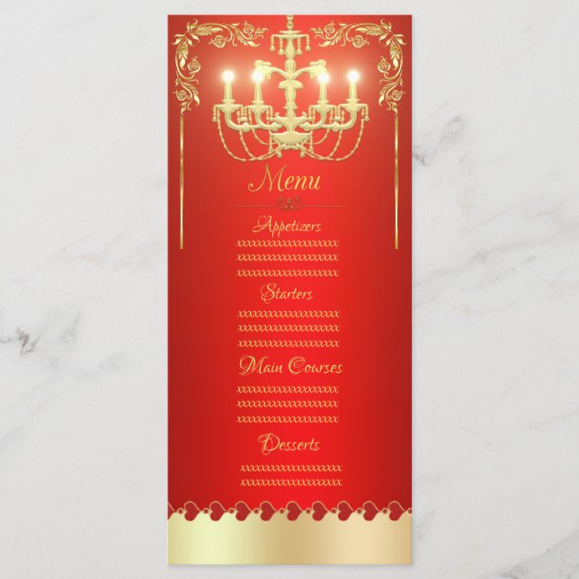 Golden chandelier menu (Front)