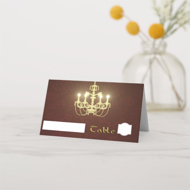 Golden chandelier place card (Front)