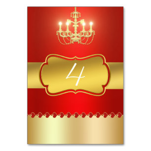 Golden chandelier table number
