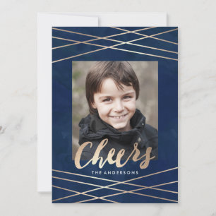Golden Cheer Holiday Photo Card
