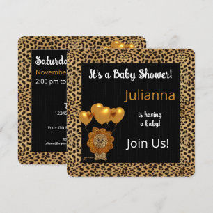Golden Cheetah Print Baby Shower Invitation