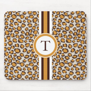 golden cheetah print  with monogram mouse mat