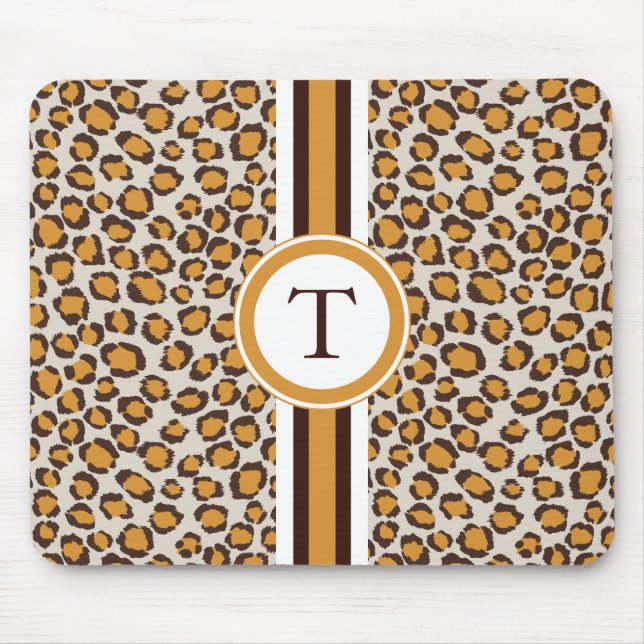golden cheetah print  with monogram mouse mat (Front)