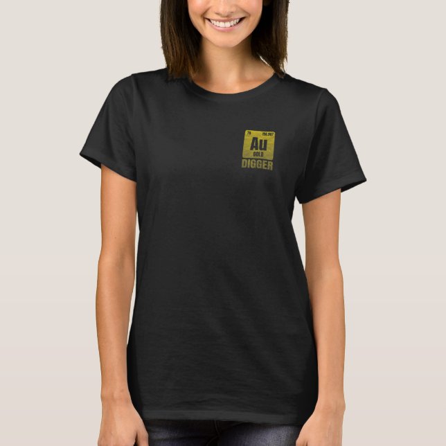 Golden Chemical Element Au Breast Pocket For Gold  T-Shirt (Front)