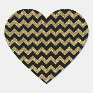 Golden Chevrons Chic Elegant Print Heart Sticker