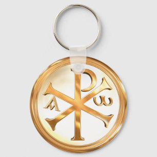 Golden Chi-Rho Key Ring