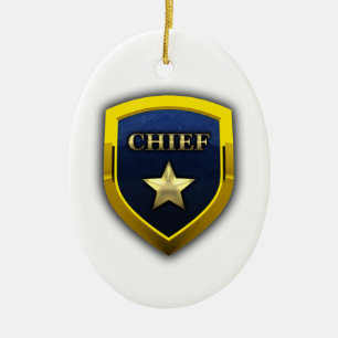 Golden Chief Badge Ceramic Tree Decoration