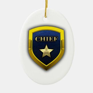 Golden Chief Badge Ceramic Tree Decoration