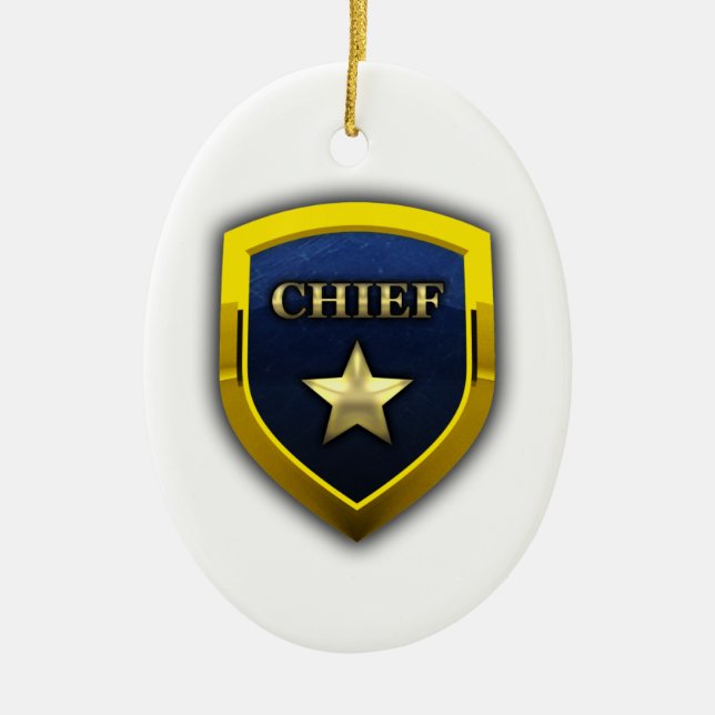Golden Chief Badge Ceramic Tree Decoration (Front)