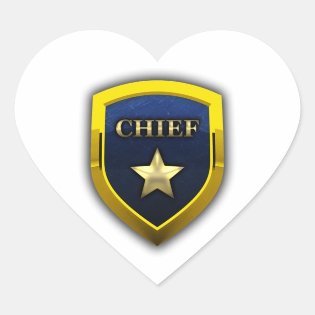 Golden Chief Badge Heart Sticker (Front)