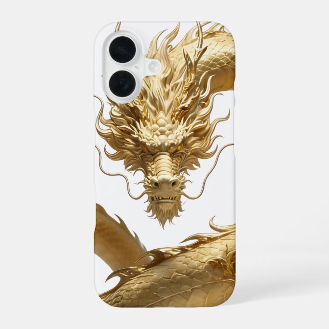 Golden Chinese Dragon Art | Mythical Creature Fant iPhone 16 Case (Back)