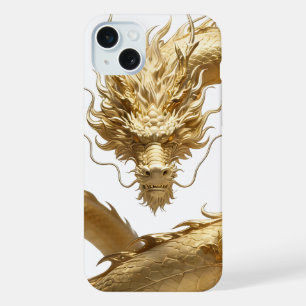 Golden Chinese Dragon Art   Mythical Creature Fant iPhone 15 Plus Case