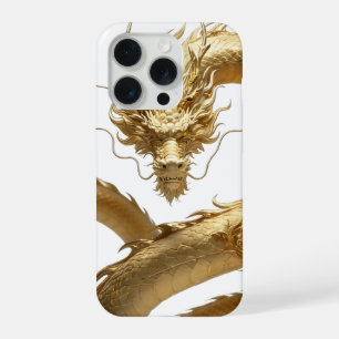Golden Chinese Dragon Art   Mythical Creature Fant iPhone 15 Pro Case