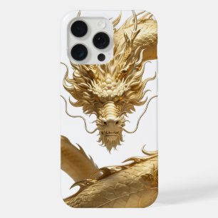 Golden Chinese Dragon Art Mythical Creature Fant iPhone 15 Pro Max Case