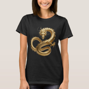Golden Chinese Dragon Art Mythical Creature Fant T-Shirt
