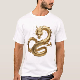 Golden Chinese Dragon Art   Mythical Creature Fant T-Shirt