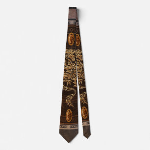 Golden chinese dragon tie