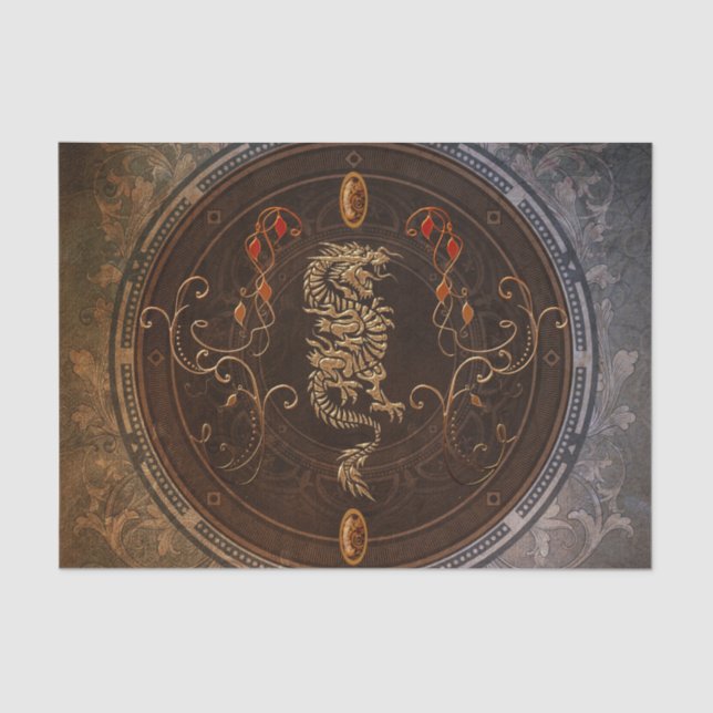 Golden chinese dragon tissue paper (Front)