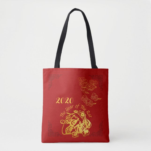 Golden Chinese Paper-cut Rat Year 2020 AOTB Tote Bag (Front)