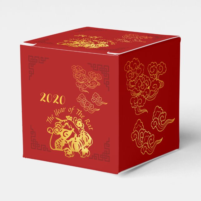 Golden Chinese Paper-cut Rat Year 2020 CFB Favour Box (Front Side)