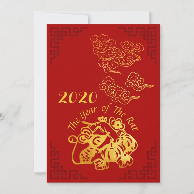 Golden Chinese Paper-cut Rat Year 2020 FC Announcement (Front)