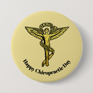 Golden Chiropractic Day Medical Symbol Button