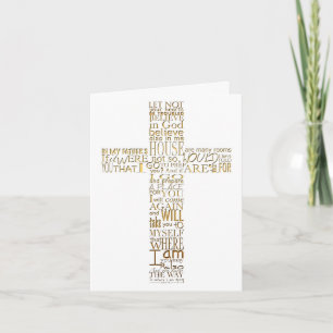 Golden Christian Cross John 14 Sympathy Thank You Card