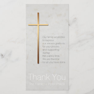 Golden Christian Cross Modern Sympathy Thank You