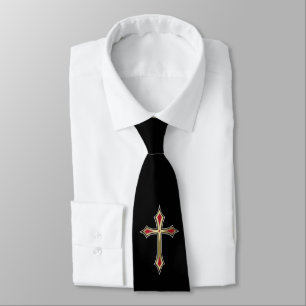 Golden Christian cross Tie