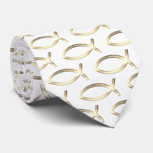 Golden Christian Fish Faith Tie