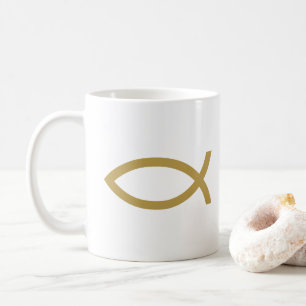 Golden Christian Fish Symbol Coffee Mug