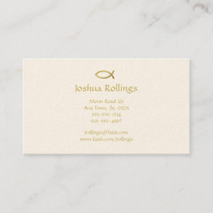 Golden Christian Fish Symbol   Inspirational Business Card