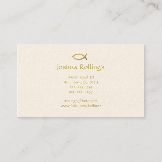 Golden Christian Fish Symbol | Inspirational Business Card (Front)