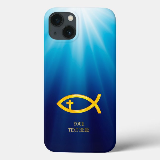 Golden Christian Fish with Cross Case-Mate iPhone Case (Back)