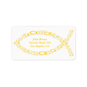 Golden Christian Fishes Label