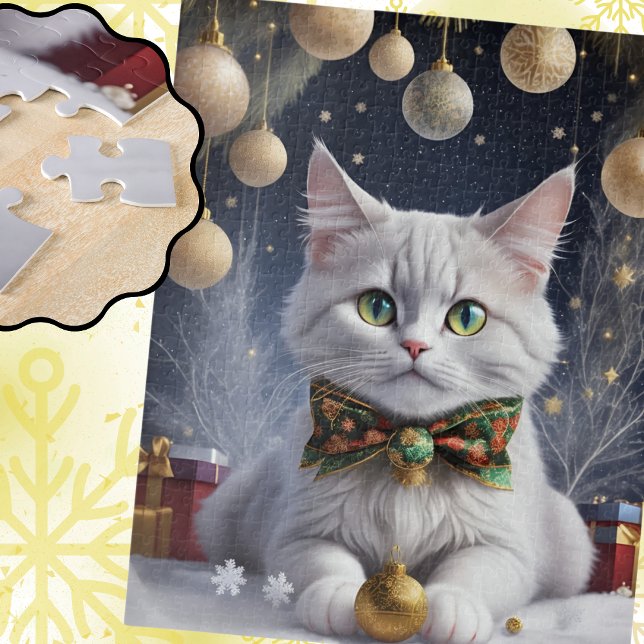 Golden Christmas and Kitty Jigsaw Puzzle (Creator Uploaded)