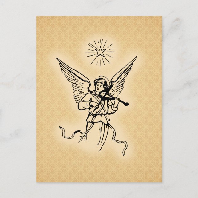 Golden Christmas Angel Holiday Postcard (Front)