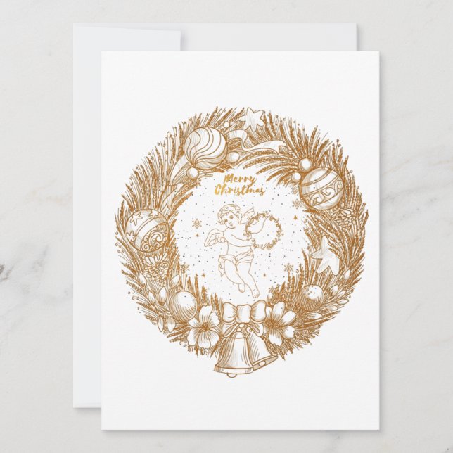 Golden Christmas Angel-Wreath-Merry Christmas   (Front)